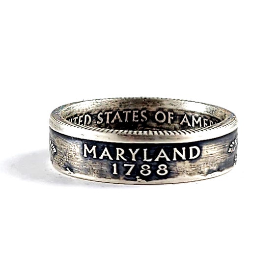 90% Silver Maryland Coin Ring - Silver State Quarter Ring