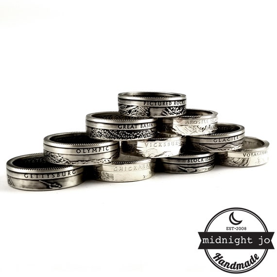 Silver National Park Coin Ring Silver Quarter Ring