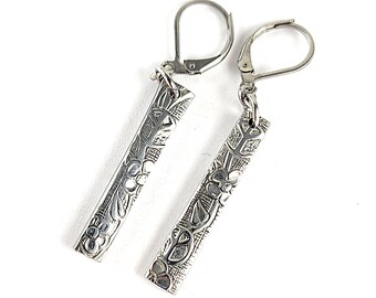 Woodstock Stainless Steel Spoon Bar Earrings