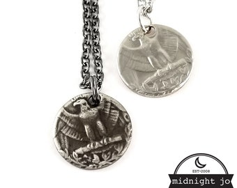 1965-1998 Washington Coin Charm Necklace - Layering Necklace - Eagle Necklace Pendant