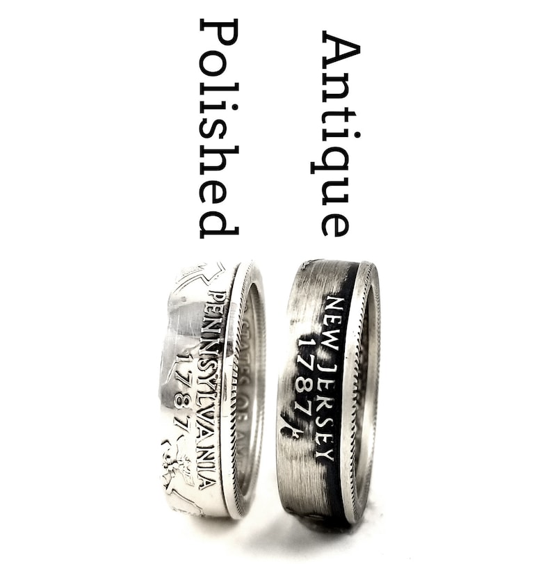 State Quarter Rings Silver Coin Ring 90/% Silver Nevada Coin Ring Matching Rings