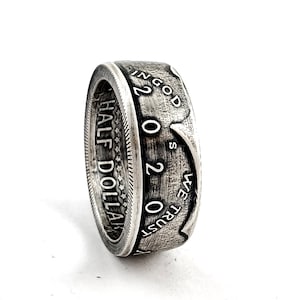 2020 Silver Kennedy Half Dollar Ring - Fine Silver Ring - Men&#39;s Wedding Ring - Silver Coin Ring