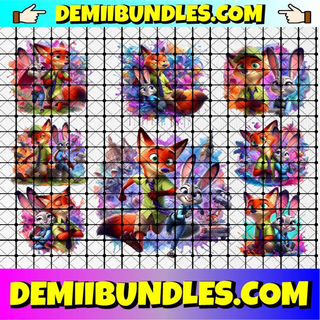 Zootopia Nick & Judy PNG Bundles Splash and Watercolor Digital Design ...