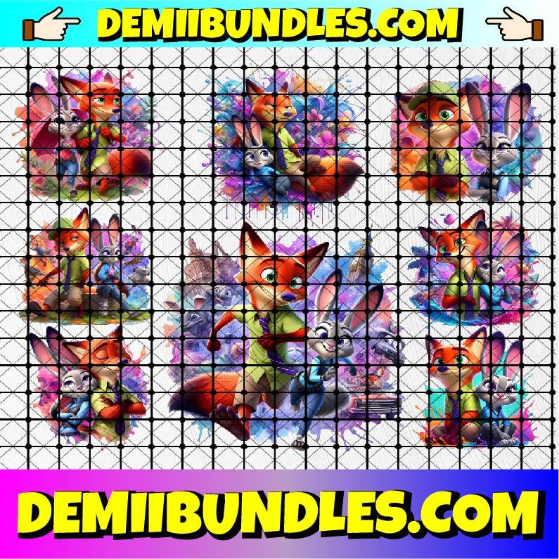 Zootopia Nick & Judy PNG Bundles Splash and Watercolor Digital Design ...