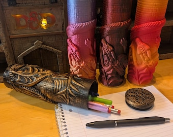 Rainbow Dragon Pencil Holder 3D Printed | Colorful Desk Organizer, Pen Cup, Kids Bedroom Decor, Teacher Gift, Cute Cubicle Office Stationery