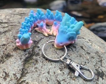 Articulated Dragon Keychain 3D Printed | Flexi Fidget Toy, Bag Charm, Zipper Pull, D&D Stocking Stuffer, Fantasy Gift for Dragon Lover