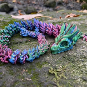 Dragon imprimé en 3D, dragon de cristal articulé, jouet dragon agité, figurine de dragon mobile, décoration dragon, décoration de bureau, cadeaux dragon