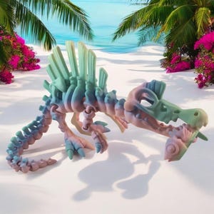 3D Print Articulated Skeleton Spinosaurus, Dinosaur Skeleton, Spinosaurus Toy, Dinosaur Decor, Dinosaur Model, Tabletop Decor