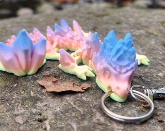 Articulated Ice Dragon Keychain: 3D Printed Fidget Toy