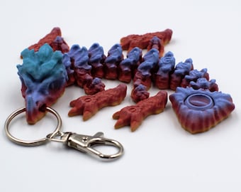 Articulated Baby Dragon Keychain 3D Printed | Flexi Fidget Bag Charm, Backpack Zipper Pull, D&D Stocking Stuffer, Small Dragon Gift