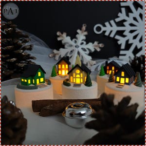 Winter Village LED Tea Light Covers: 3D Printed Holiday Decor