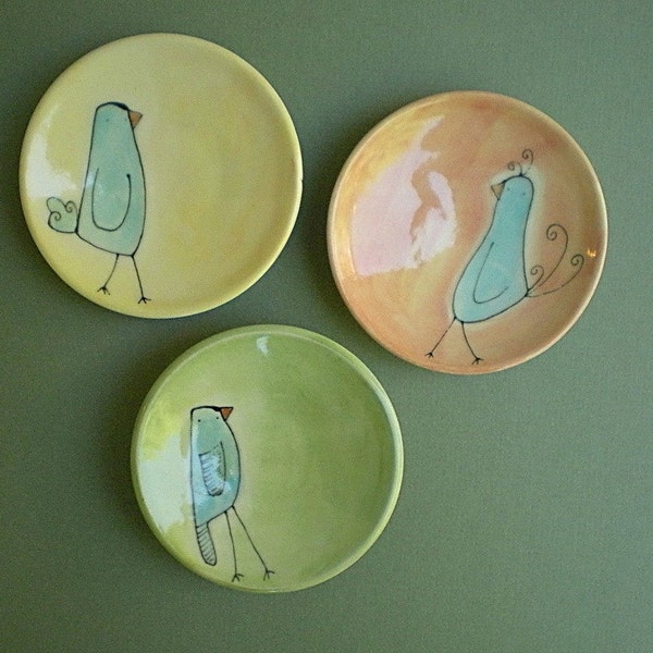 three bird tea bowls