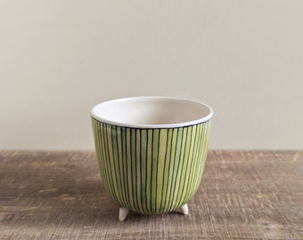 Green ceramic bowl with feet #6