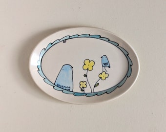 Bird oval plate #4