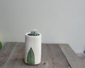 Succulent planter WITH small cactus,  mint green and white bird feather planter, spring garden succulent pot, Mother's day gift for her