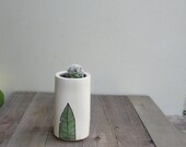 Succulent planter WITH small cactus,  mint green and white bird feather planter, spring garden succulent pot, Mother's day gift for her