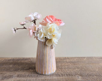 Peach stripe ceramic vase #8