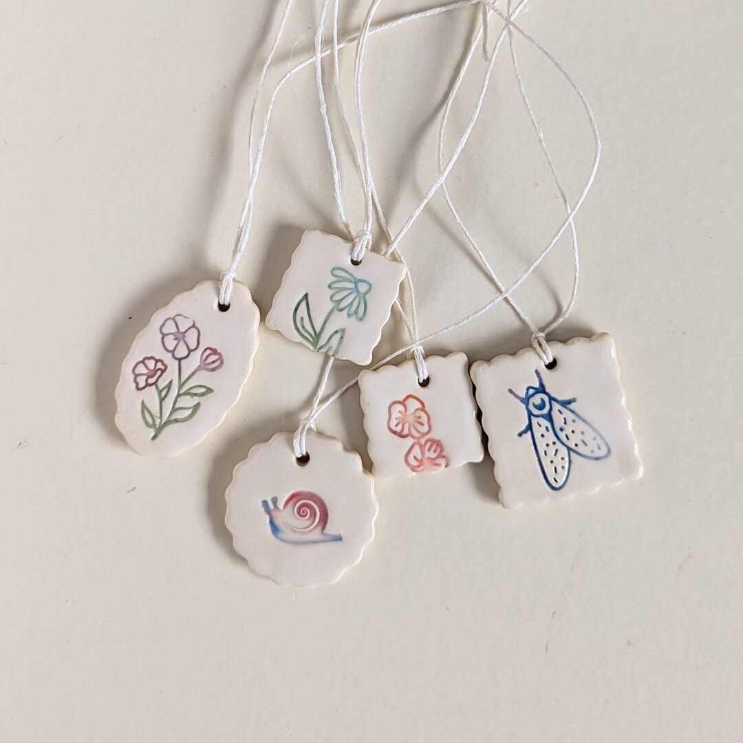 Small Ceramic Gift Tags Set of Five Gift Tags set 11 Etsy
