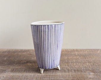 Purple stripe ceramic vase #2