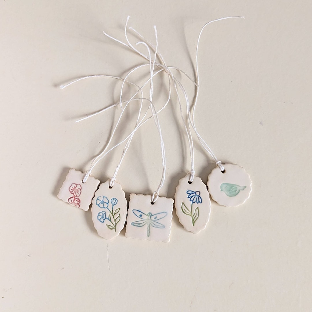 Small Ceramic Gift Tags, Set of Five Gift Tags set 10 Etsy