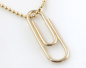 Gold Filled Paper Clip Necklace - Geek, Geekery, Nerdy, Office Supply Lover