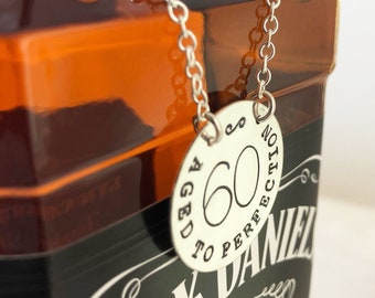 Personalized Decanter Label / Bottle Tag in Sterling Silver – Birthday or Anniversary