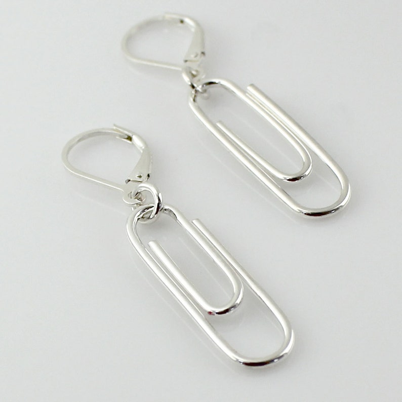 Sterling Silver Paper Clip Earrings Paperclip Earrings Etsy