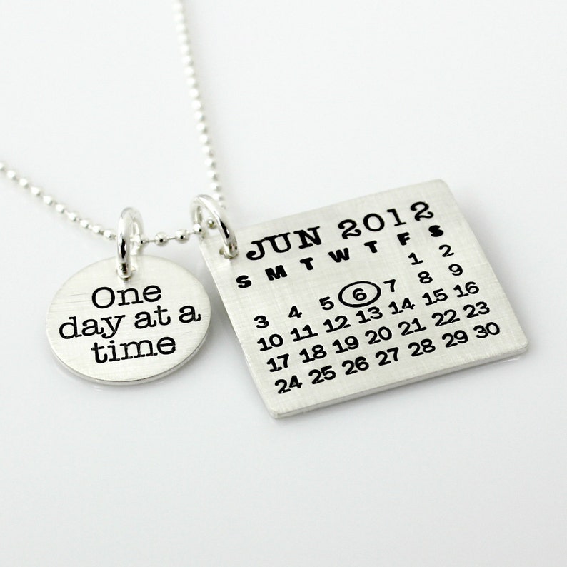 Personalized Calendar Necklace hand stamped Mark Your Etsy
