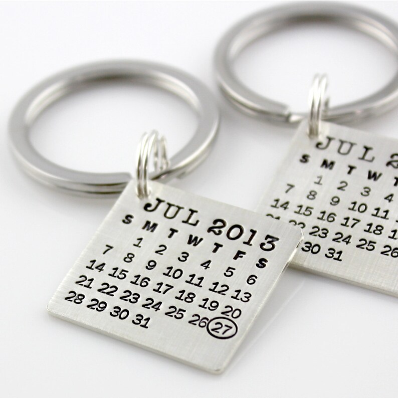 HIS and HERS Mark Your Calendar Keychains sterling silver Etsy