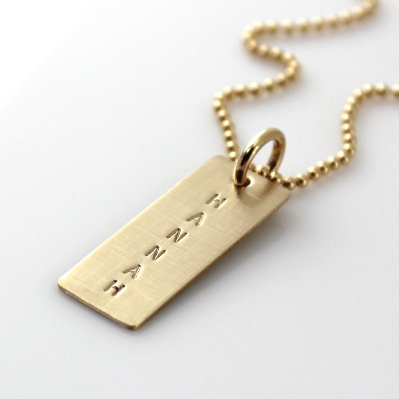 Name Necklace Personalized GoldFilled Name Tag Necklace Etsy