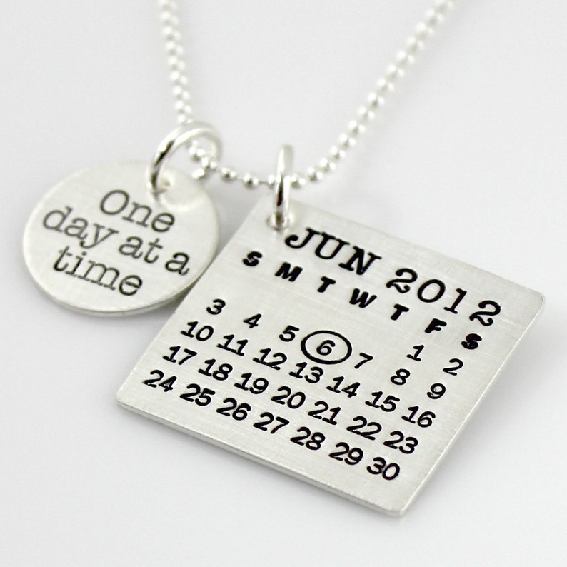 Personalized Calendar Necklace hand stamped Mark Your Etsy
