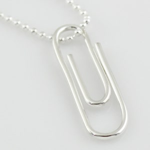 Sterling Silver Paper Clip Necklace - Geek, Geekery, Nerdy, Office Supply Lover