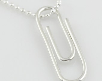 Sterling Silver Paper Clip Necklace - Geek, Geekery, Nerdy, Office Supply Lover