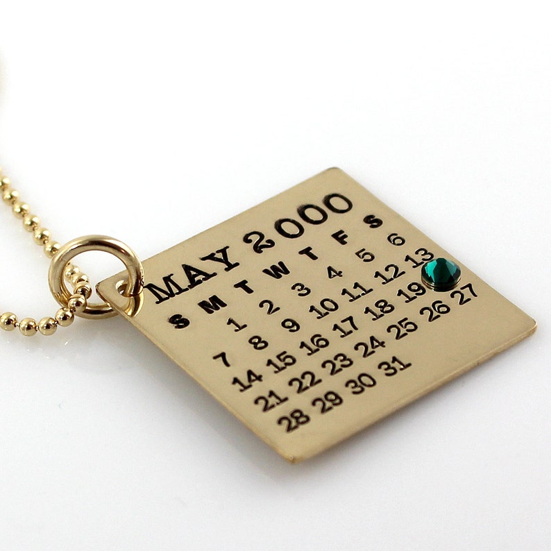 Personalized Calendar Necklace Gold Filled Mark Your Etsy Personalized Calendar Necklace Gold Filled Mark Your Etsy