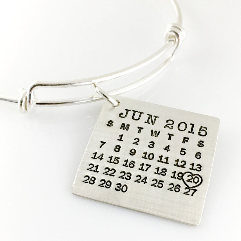 Mark Your Calendar Bangle Bracelet sterling silver Calendar Bracelet