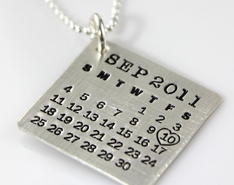 Personalized Mark Your Calendar Necklace - personalized sterling silver calendar necklace