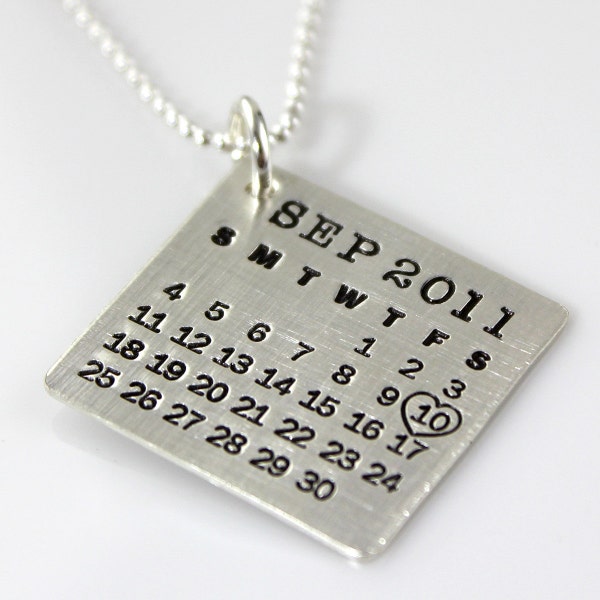 Personalized Mark Your Calendar Necklace - personalized sterling silver calendar necklace