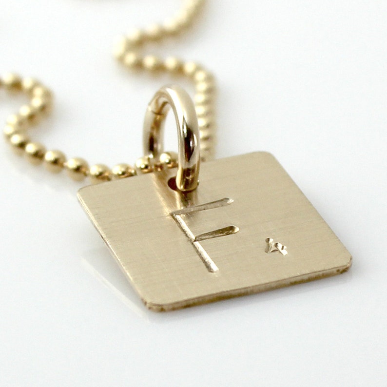 Scrabble Tile Inspired Necklace Hand Stamped and Personalized Gold Filled Initial Tile Necklace Words with Friends Inspired Necklace image 2