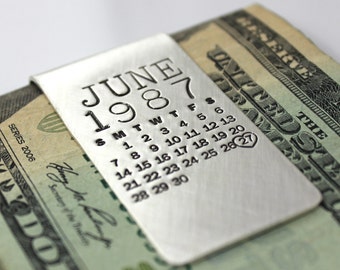 Money Clip - Mark Your Calendar - personalized sterling silver money clip