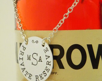 Personalized Decanter Label / Bottle Tag in Sterling Silver