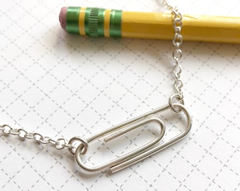 Sterling Silver Paperclip Necklace - Geek, Geekery, Nerdy, Office Supply Lover