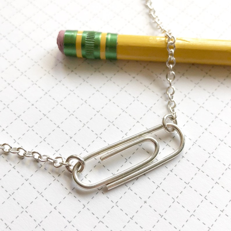 Sterling Silver Paperclip Necklace Geek Geekery Nerdy Etsy