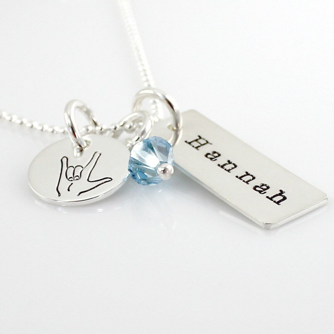 Name Tag Necklace With Design Charm Hand Stamped and Etsy