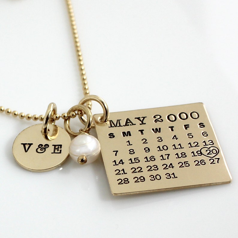 Personalized Calendar Necklace hand stamped Mark Your Etsy