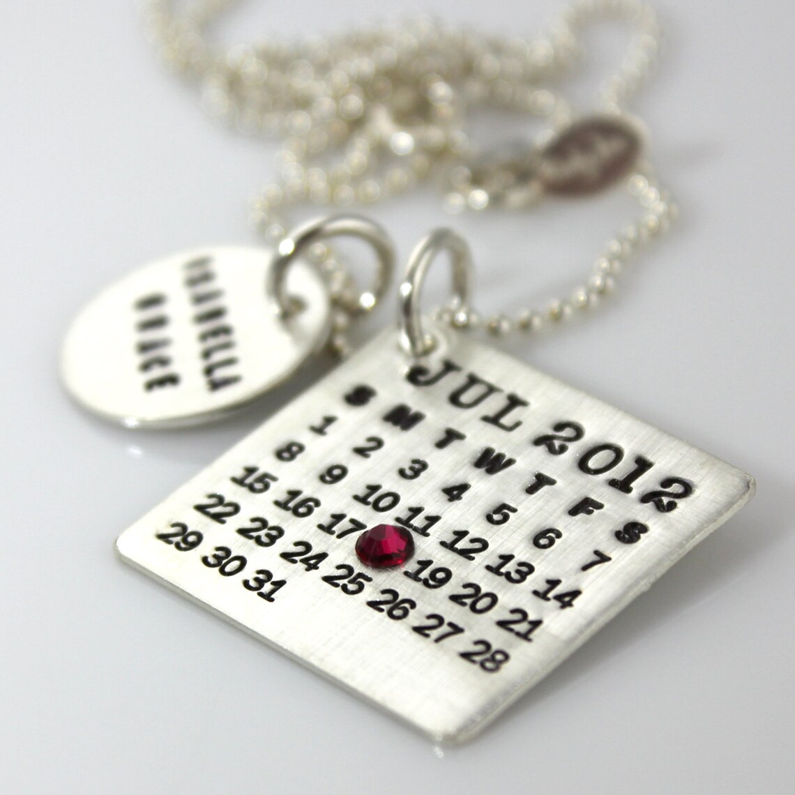 Hand Stamped Mark Your Calendar Necklace personalized Etsy