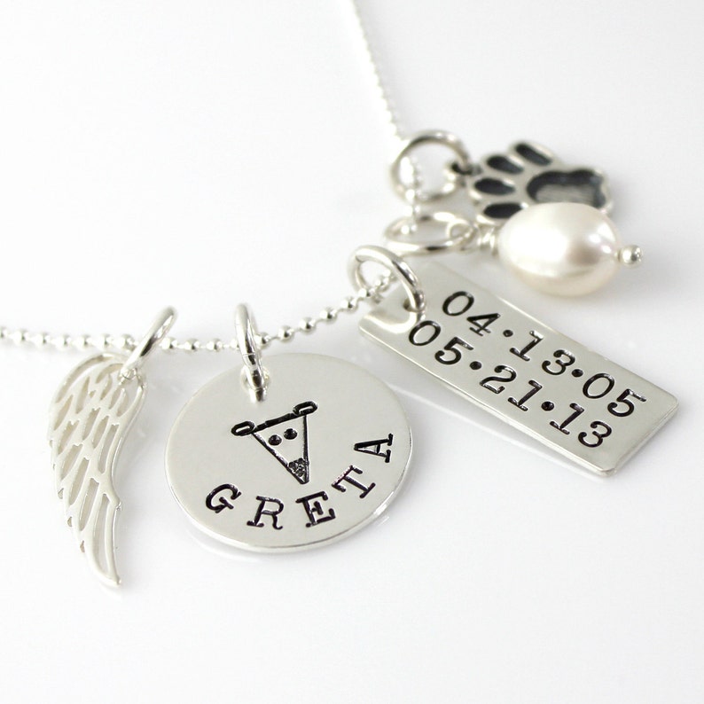 Pet Memorial Necklace hand stamped personalized pet tribute necklace Simply Charming My Fur Baby Necklace