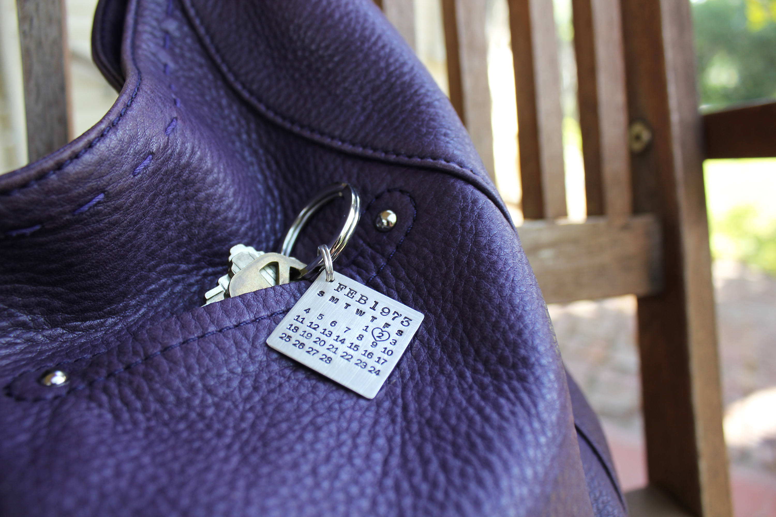 Hand Stamped Mark Your Calendar Keychain: Personalized Sterling Silver Save-the-Date