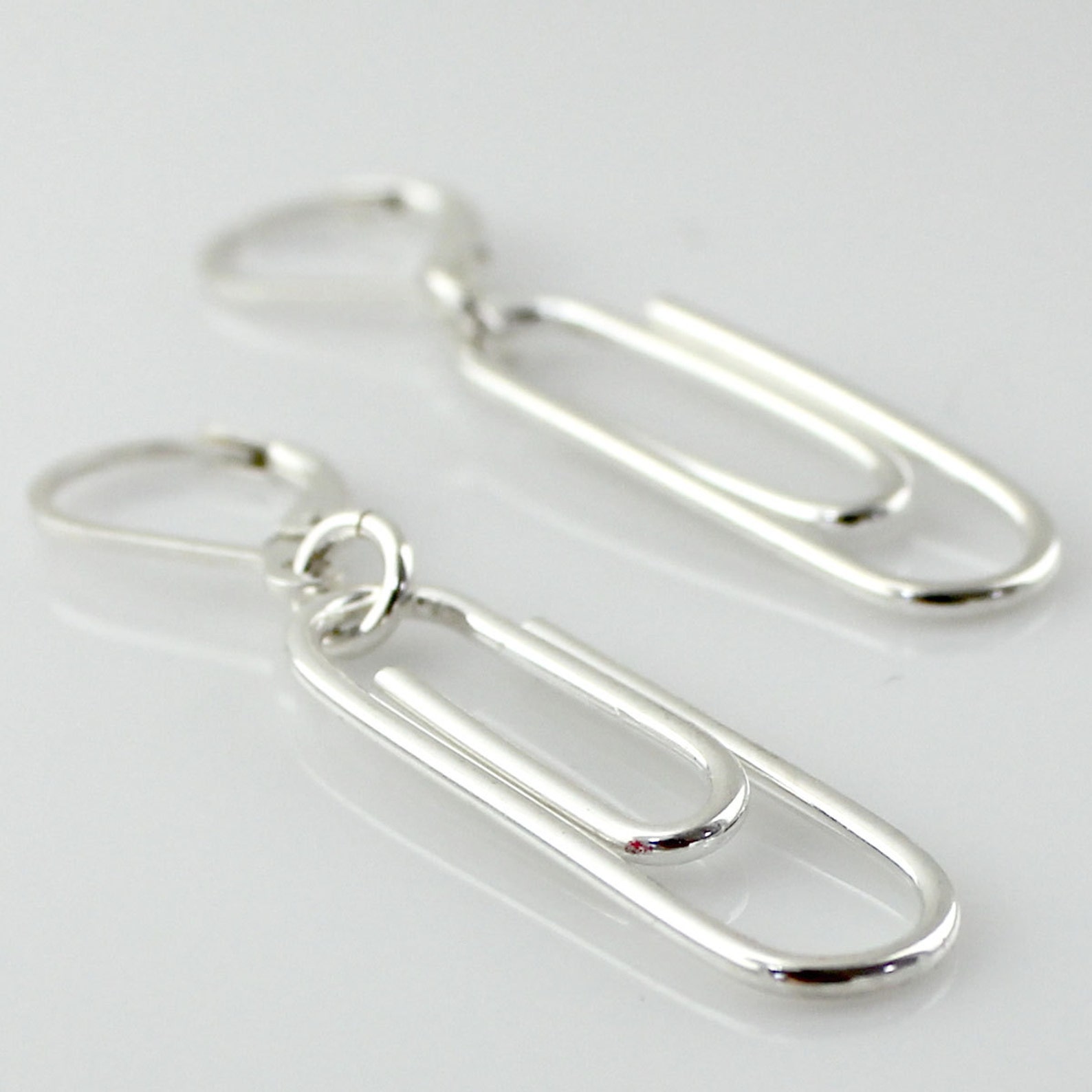 Sterling Silver Paper Clip Earrings Paperclip Earrings Etsy UK