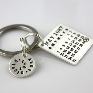 Keychain Mark Your Calendar Keychain hand stamped and personalized sterling silver key chain with name or message charm image 2