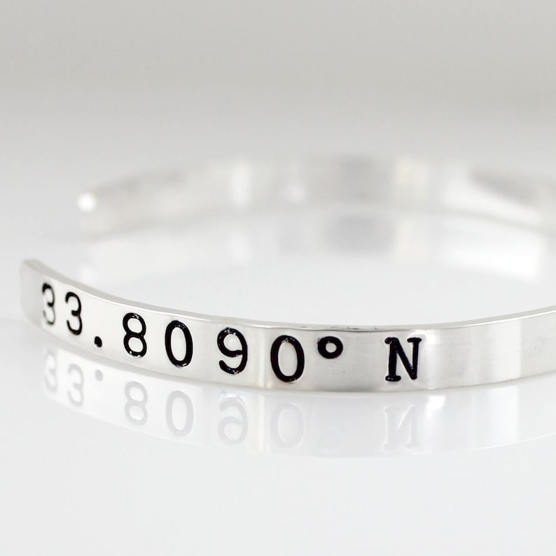 My Happy Place Personalized Geographic Coordinates Cuff Bracelet Geographic Coordinates Cuff Bracelet